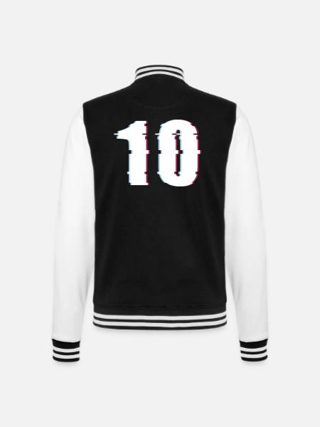 10 Zehn Zahl Effekt Verzerrt Nummer - College-Sweatjacke - Schwarz/Weiß