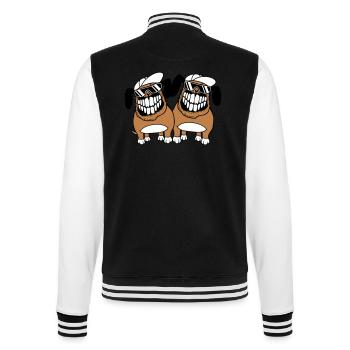 Deux chiens monstre méchant dangereux dents souriant - Veste Teddy - noir/blanc - Dos - Marisol (170cm)