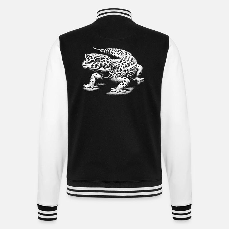 Leopardgecko - College-Sweatjacke - Schwarz/Weiß