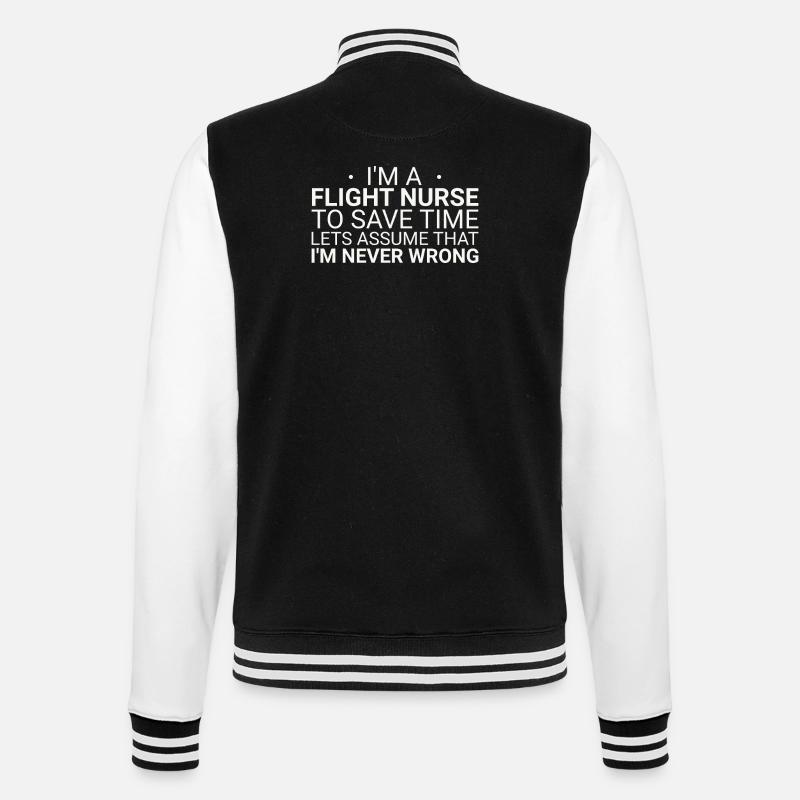 Flight Nurse Never Wrong Luftrettung - College-Sweatjacke - Schwarz/Weiß