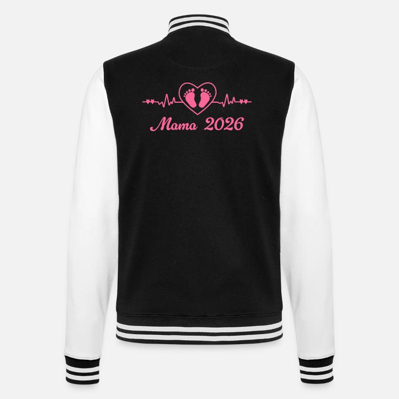 Mama 2026 Schwangerschaft Werdende Mutter - College-Sweatjacke - Schwarz/Weiß