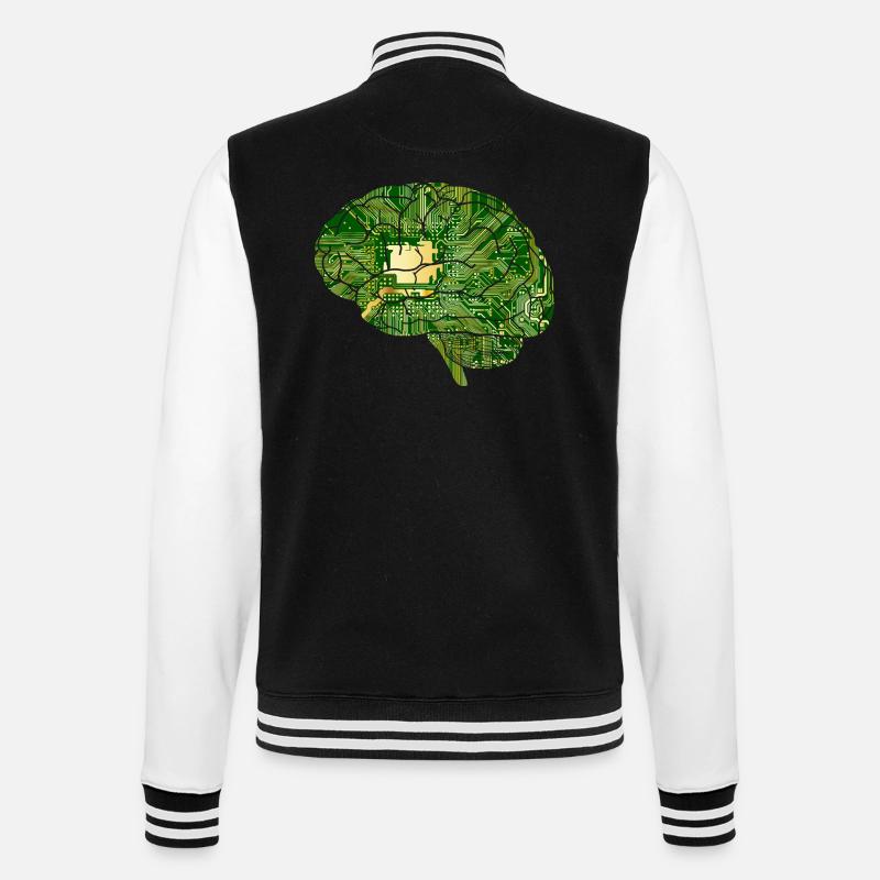 Gehirn - Computerchip - Chip - Computer - College-Sweatjacke - Schwarz/Weiß