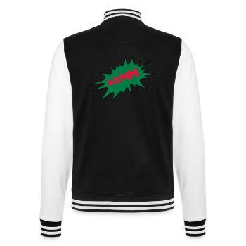 Bääm, Sprechblase, Comic, Cartoon, Gedankenblase, - College-Sweatjacke - Schwarz/Weiß - Hinten - Marisol (170cm)