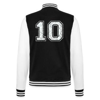 10 in white in the used look - College Sweat Jacket - black/white - Back - Marisol (170cm)
