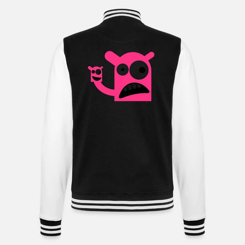 Ein Monster mit einer Monster-Puppe - College-Sweatjacke - Schwarz/Weiß