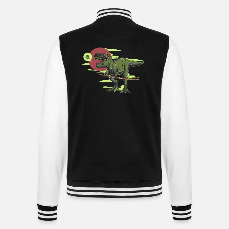 Samurai Rex Dinosaurier - College-Sweatjacke - Schwarz/Weiß
