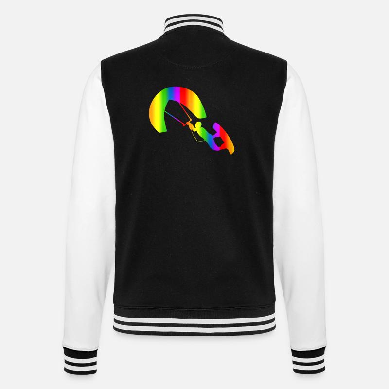 Bunter Kitesurfing Regenbogen - College-Sweatjacke - Schwarz/Weiß
