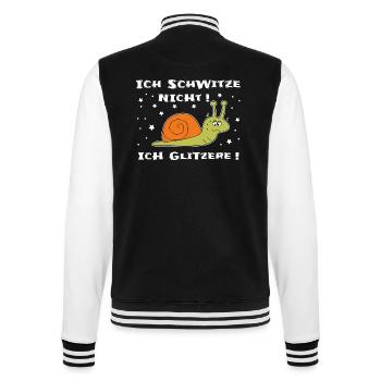 Ich schwitze nicht ich glitzere - College-Sweatjacke - Schwarz/Weiß - Hinten - Marisol (170cm)