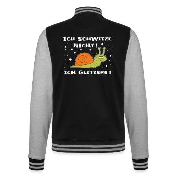 Ich schwitze nicht ich glitzere - College-Sweatjacke - Schwarz/Grau meliert - Hinten - Marisol (170cm)