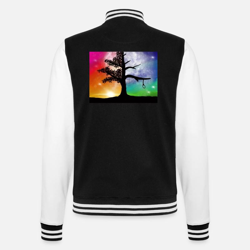 Baum des Lebens - College-Sweatjacke - Schwarz/Weiß