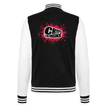crypto is for virgins - College Sweat Jacket - black/white - Back - Marisol (170cm)