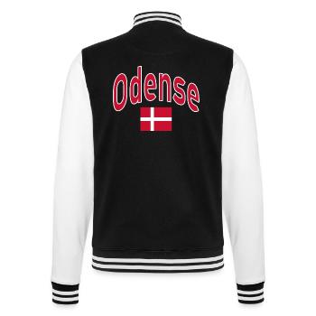 Odense Denmark flag - College Sweat Jacket - black/white - Back - Marisol (170cm)