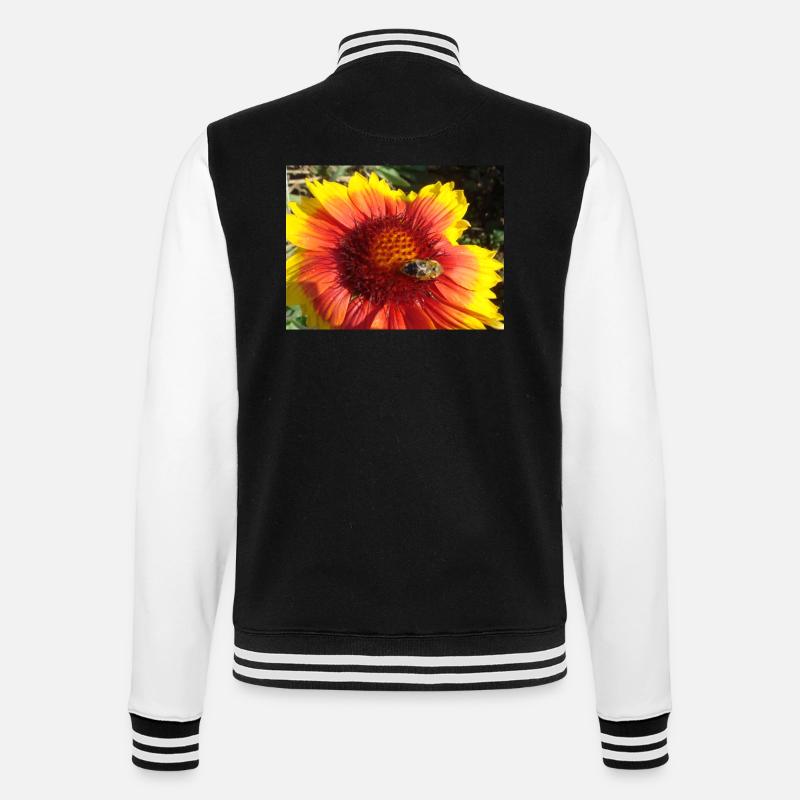 Bourdon sur cocarde fleur rouge jaune - Veste Teddy - noir/blanc