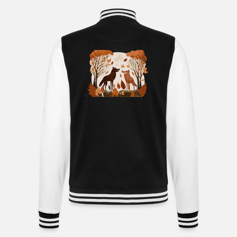 Two Wolves (Fall Collection #5) - College Sweat Jacket - black/white