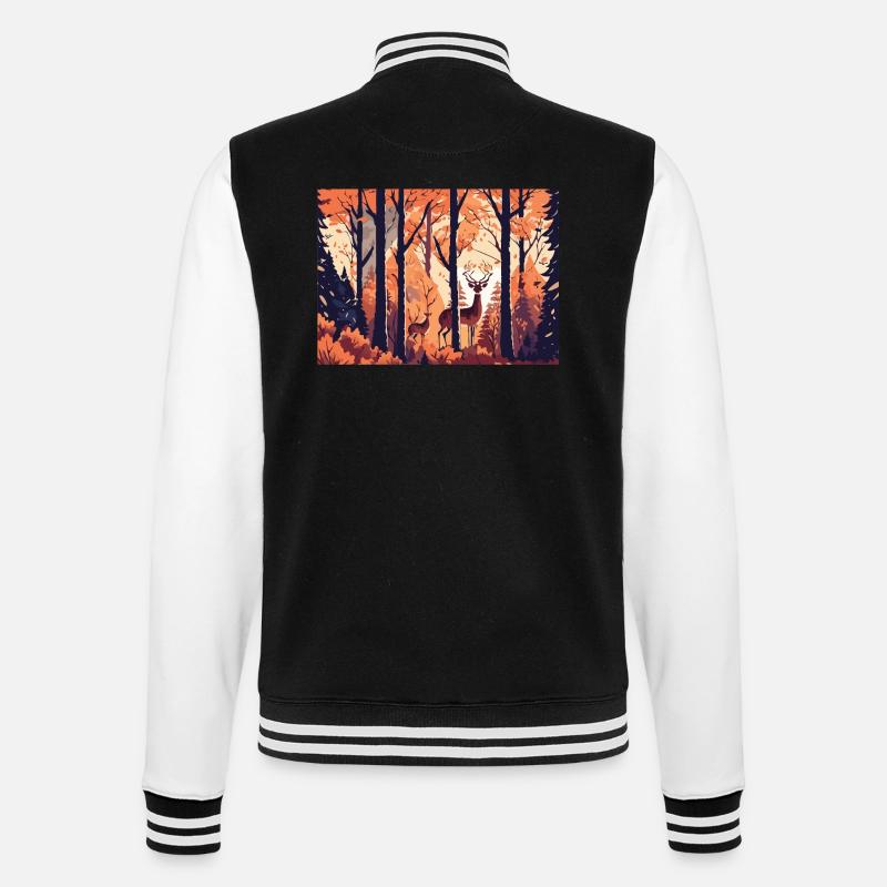 Paysage d’automne (Collection d’automne #10) - Veste Teddy - noir/blanc
