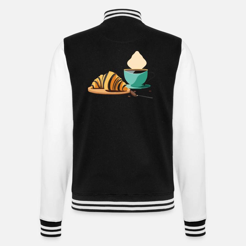 Petit-déjeuner : Croissant & Café - Veste Teddy - noir/blanc