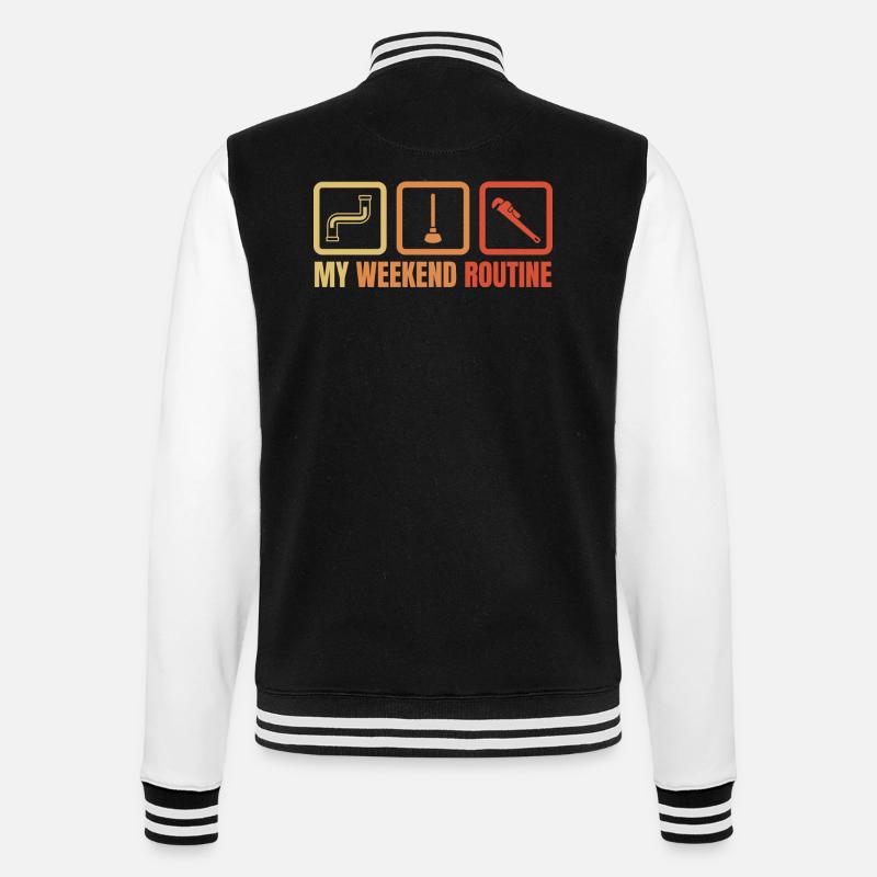 Plumber Weekend Routine - College Sweat Jacket - black/white