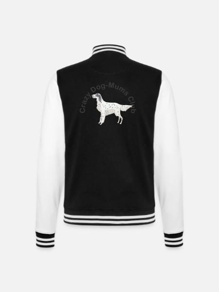 verrückter DogMums Club englischer Setter - College-Sweatjacke - Schwarz/Weiß
