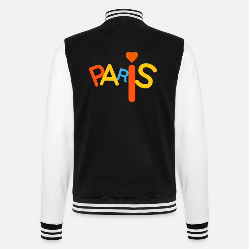 Farbenfrohes Paris - College-Sweatjacke - Schwarz/Weiß