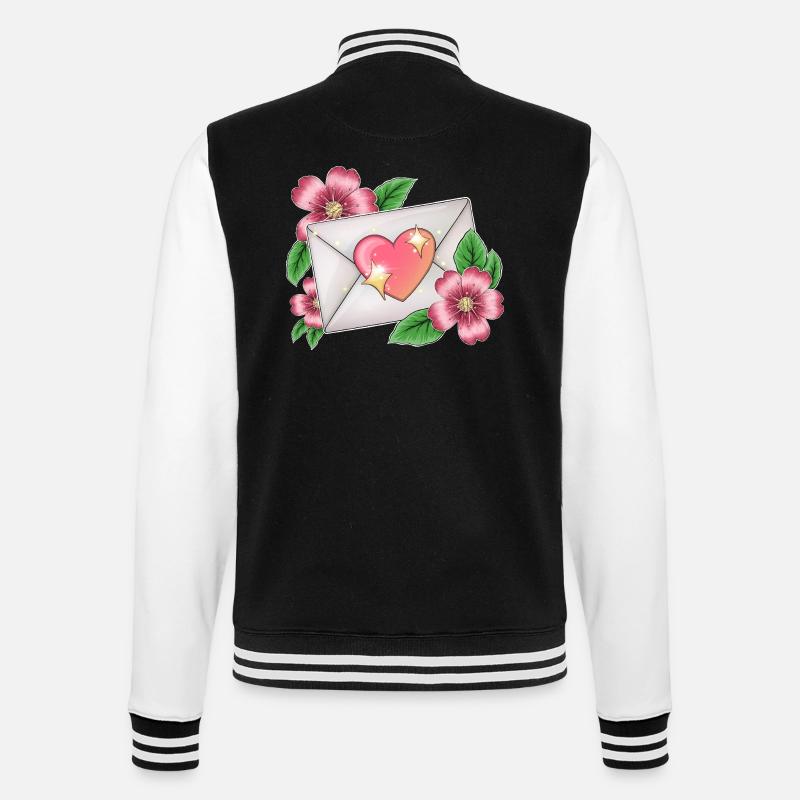 Umschlag mit Blumen - College-Sweatjacke - Schwarz/Weiß