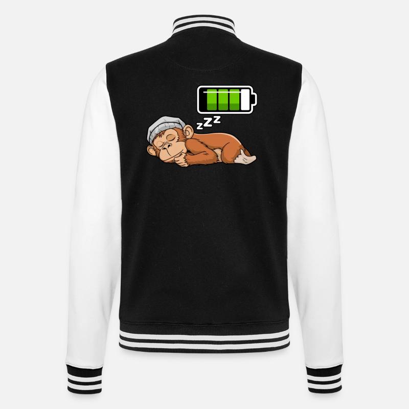 Monkey Sleeping Recharging Night Bedtime - College-Sweatjacke - Schwarz/Weiß