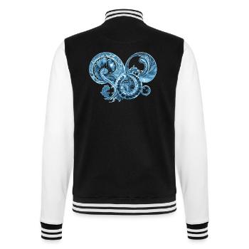 Blaues Ornament - College-Sweatjacke - Schwarz/Weiß - Hinten - Marisol (170cm)