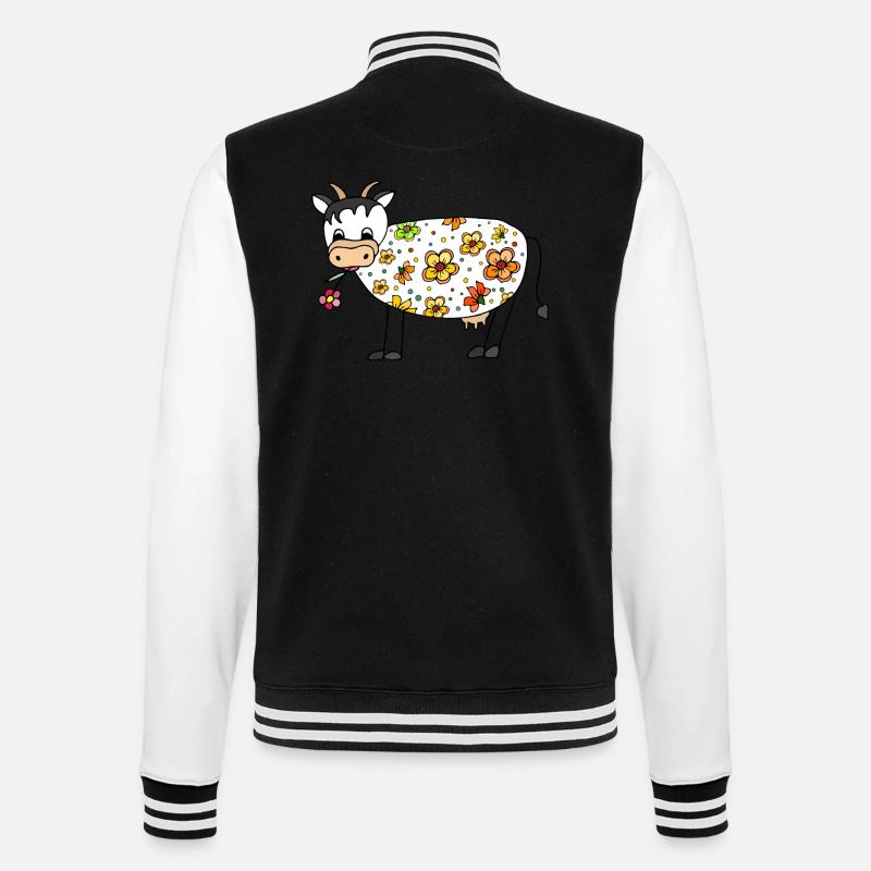 Cow - College Sweat Jacket - black/white