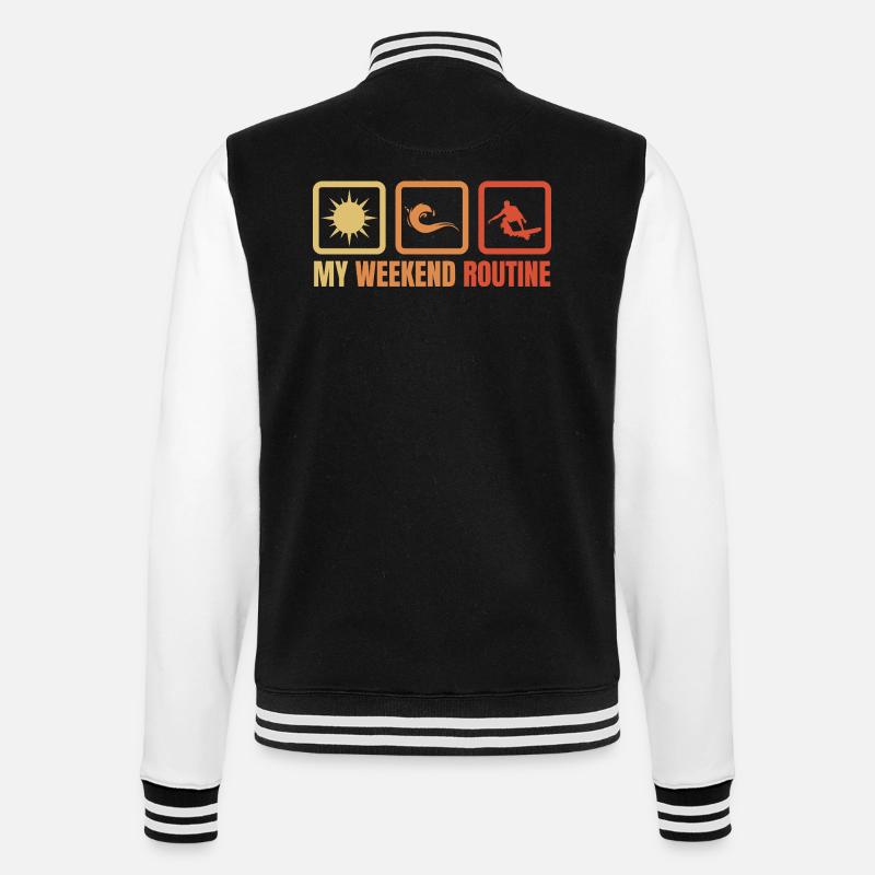 Surfer Weekend Routine - College Sweat Jacket - black/white