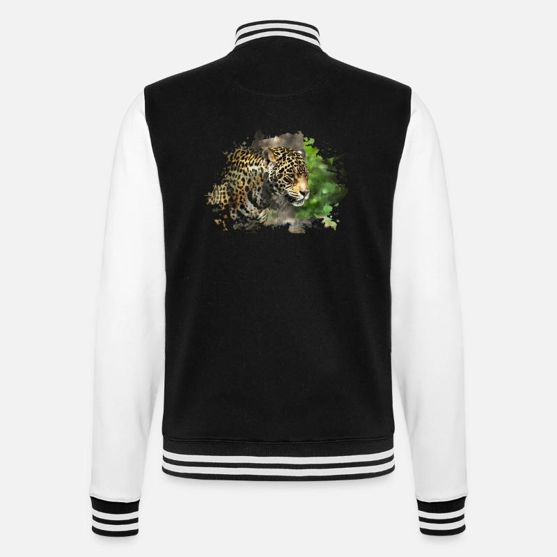 Leopard - College-Sweatjacke - Schwarz/Weiß