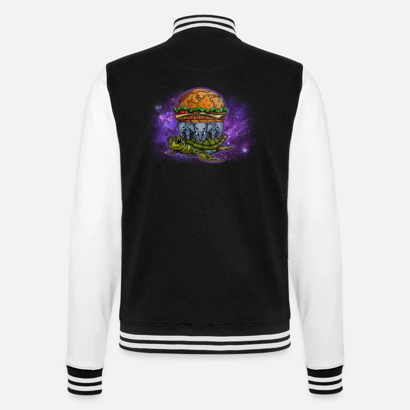 Flat Earth Burger in Space - College-Sweatjacke - Schwarz/Weiß