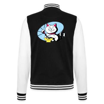 Katze und Ramen - College-Sweatjacke - Schwarz/Weiß - Hinten - Marisol (170cm)