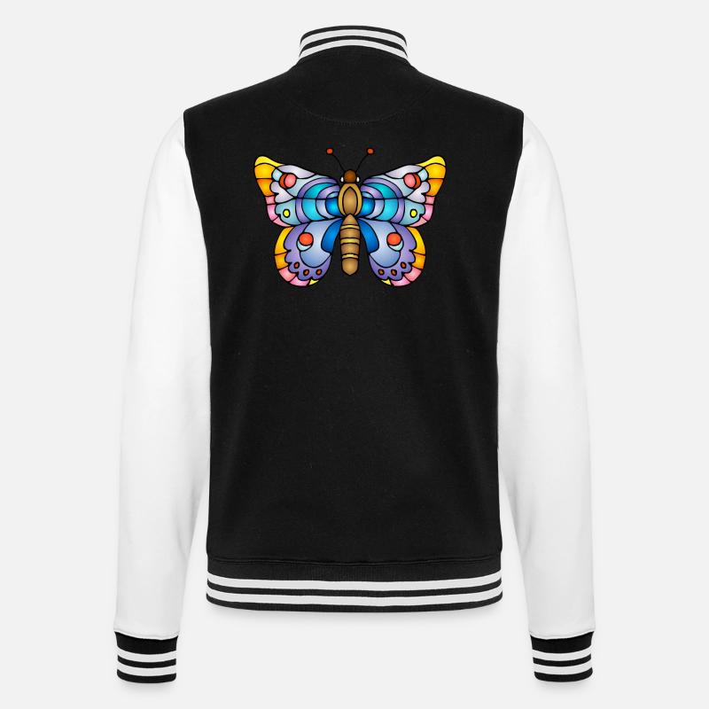 Papillon coloré - Veste Teddy - noir/blanc
