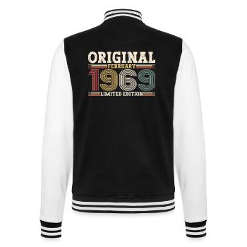 55th Birthday Husband February Vintage 1969 Original - College Sweat Jacket - black/white - Back - Marisol (170cm)