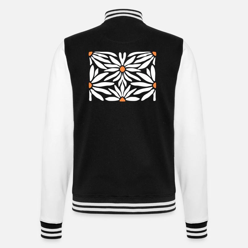 Groovy Gänseblümchen-Blumen - College-Sweatjacke - Schwarz/Weiß