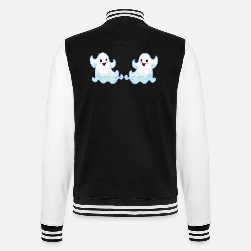 geist ghost cartoon 2 - College-Sweatjacke - Schwarz/Weiß