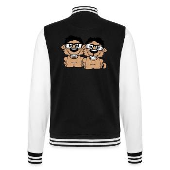 2 Hunde Nerds Hornbrille Geeks Zahnspange Schlau - College-Sweatjacke - Schwarz/Weiß - Hinten - Marisol (170cm)