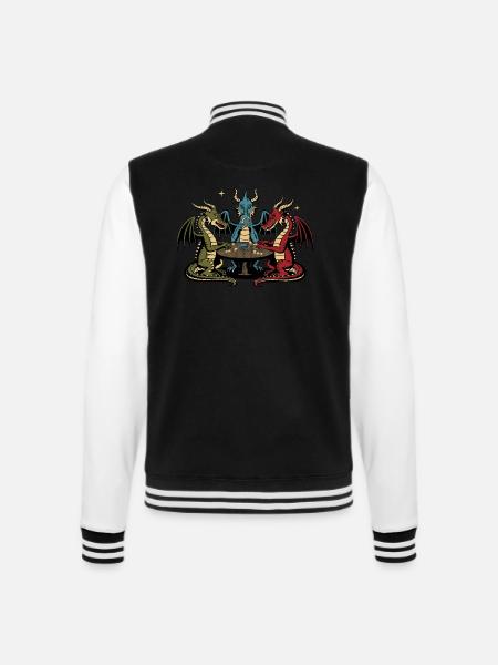 Dragons playing cards - College Sweat Jacket - black/white
