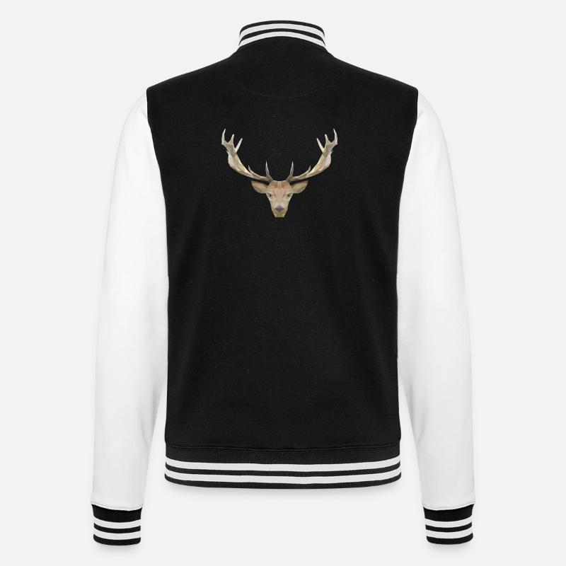 LowPoly "Deer" - College Sweat Jacket - black/white