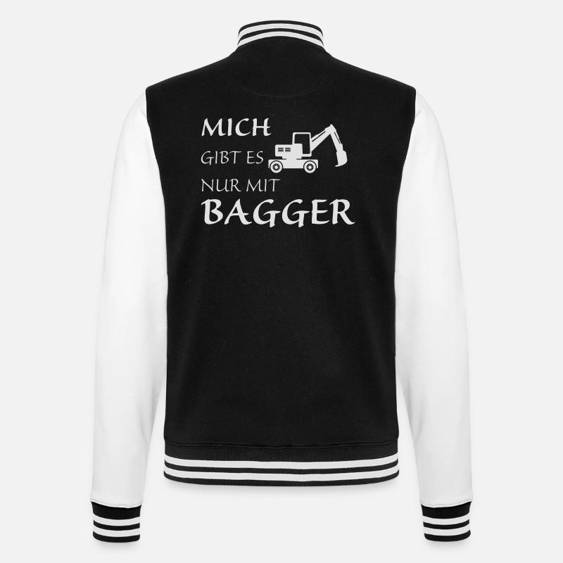 Nur mit Bagger - College-Sweatjacke - Schwarz/Weiß
