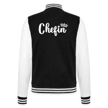 Chefin - College-Sweatjacke - Schwarz/Weiß - Hinten - Marisol (170cm)