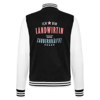 Landwirtin Beruf - Geschenk - College-Sweatjacke - Schwarz/Weiß - Hinten - Marisol (170cm)