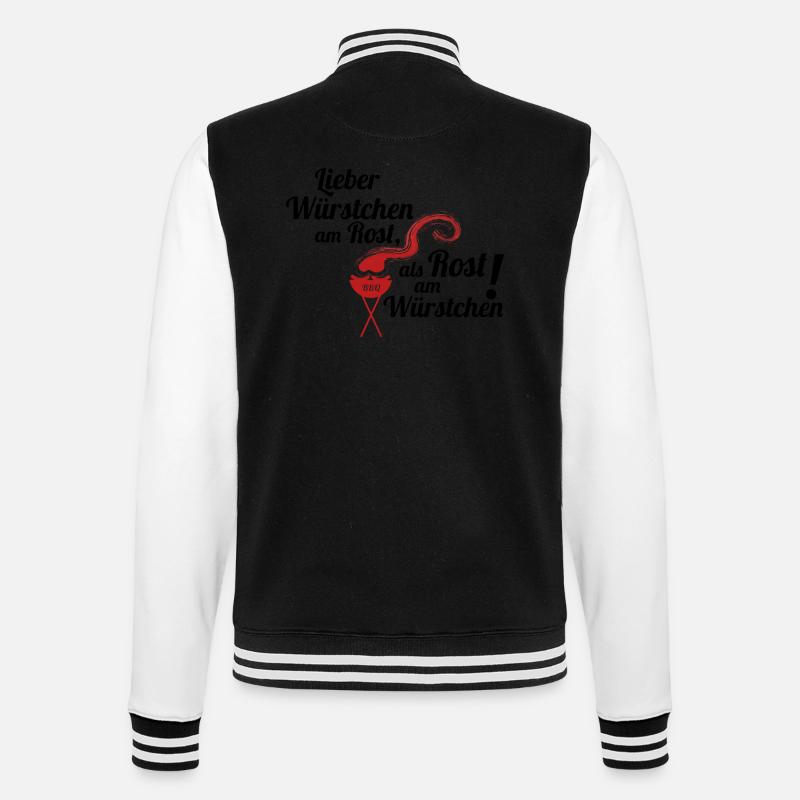 Würstchen am Rost Grillen Grill Geschenkidee - College-Sweatjacke - Schwarz/Weiß