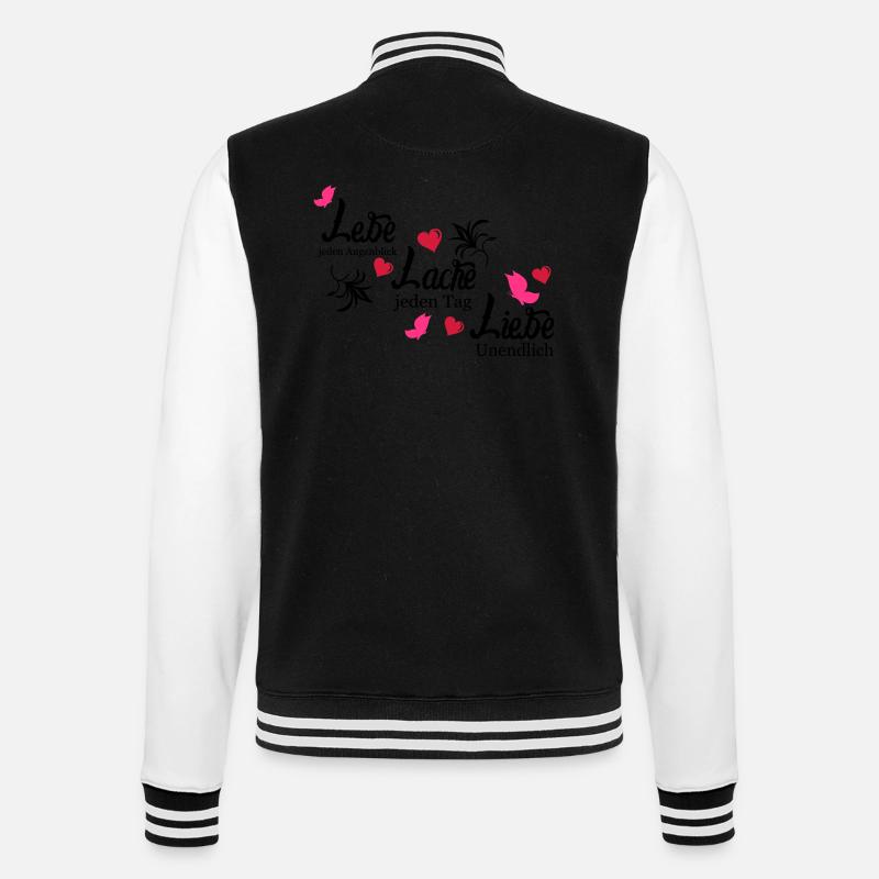 lebe_lache_liebe3 - College-Sweatjacke - Schwarz/Weiß
