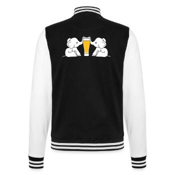 paar team 2 freunde crew alkohol elefant bier saug - College-Sweatjacke - Schwarz/Weiß - Hinten - Marisol (170cm)