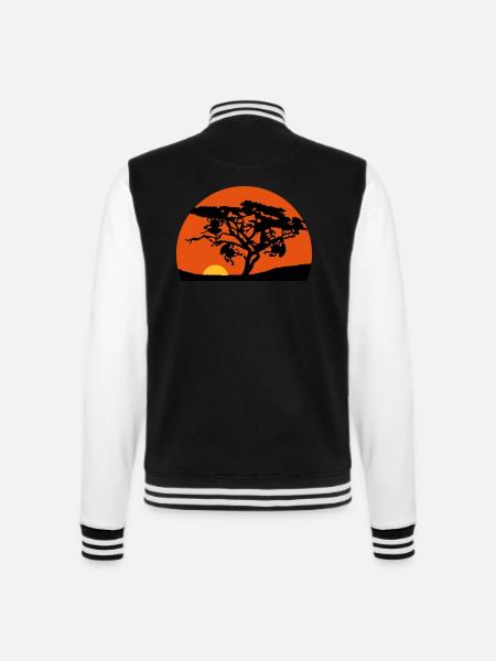 Africa tree sunset monkey - College Sweat Jacket - black/white