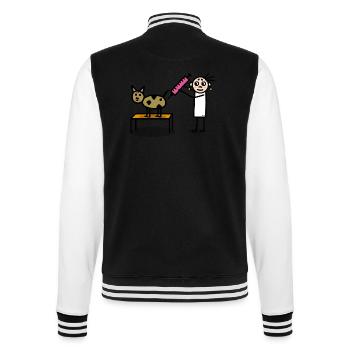 Tierärztin mit Hund - College-Sweatjacke - Schwarz/Weiß - Hinten - Marisol (170cm)