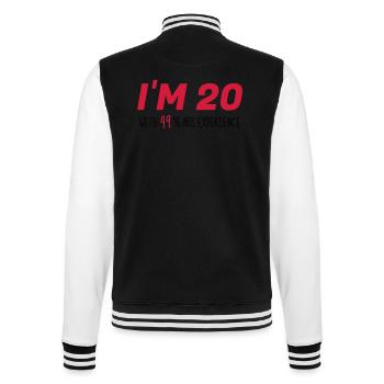 69 / anniversaire / Sport / Fête / soixante neuf - Veste Teddy - noir/blanc - Dos - Marisol (170cm)