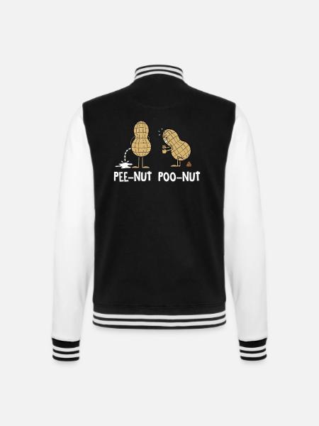 Pee Nut Poo Nut - College-Sweatjacke - Schwarz/Weiß