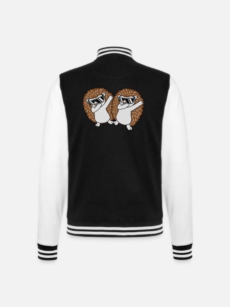 2 dabbing hedgehog friends - College Sweat Jacket - black/white