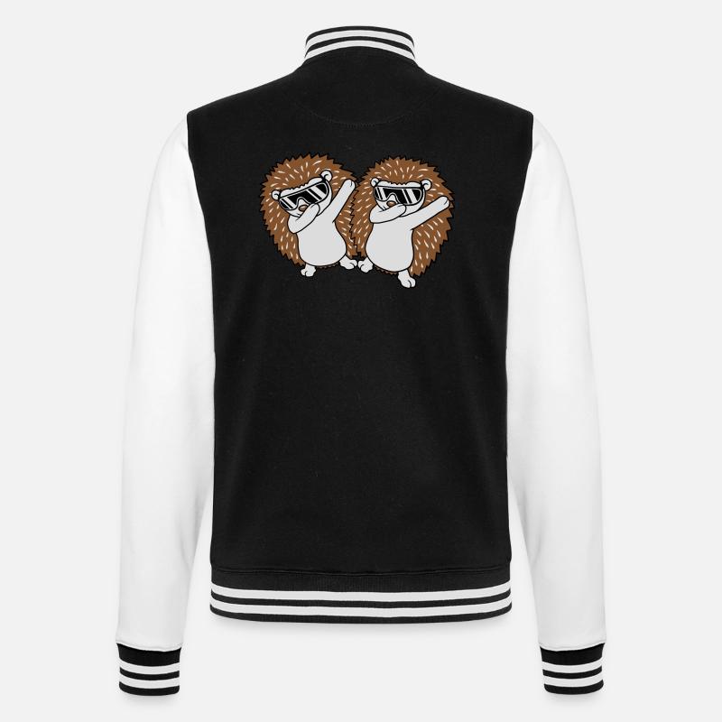 2 dabbing Igel Freunde - College-Sweatjacke - Schwarz/Weiß